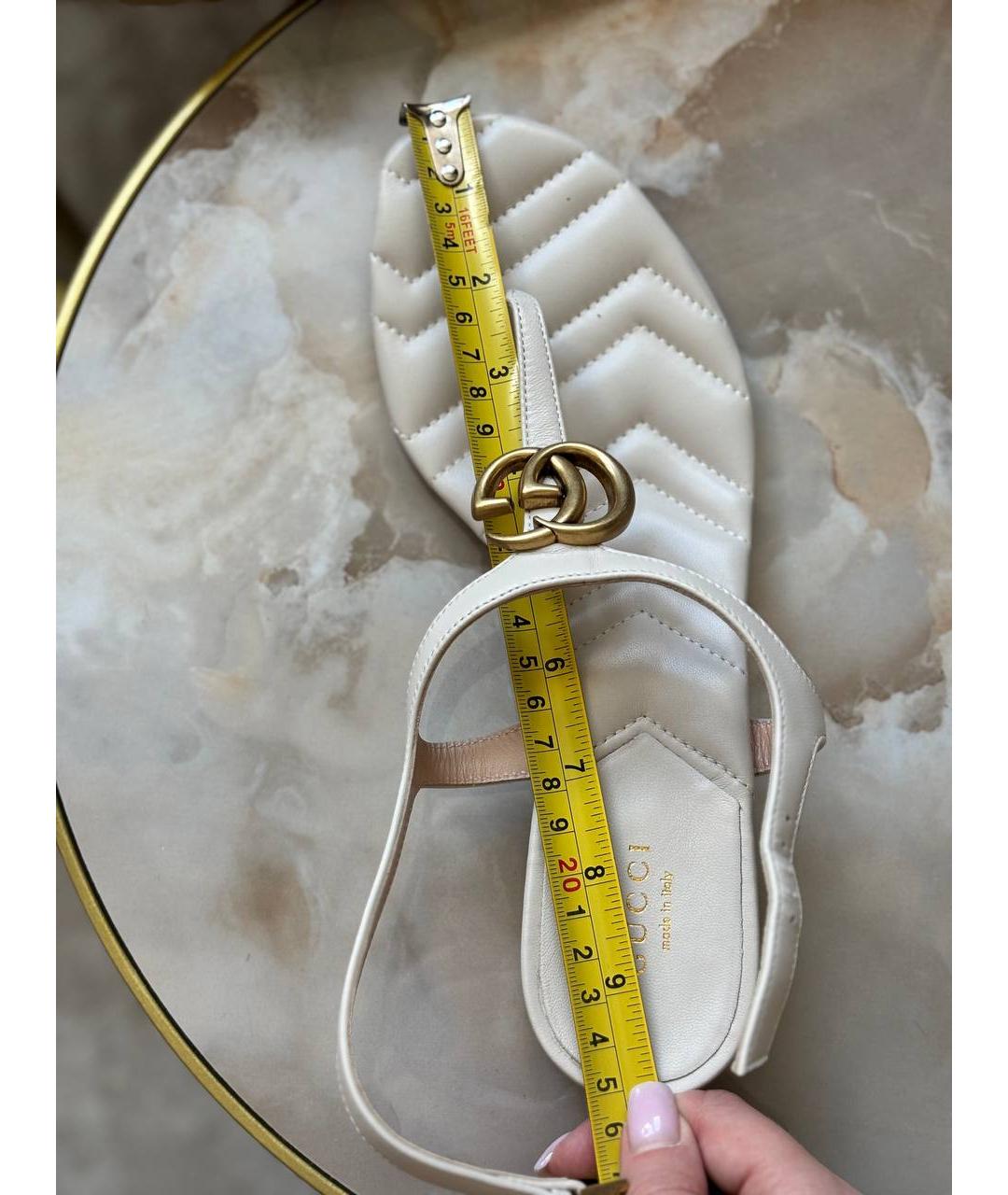 GUCCI Бежевые кожаные босоножки, фото 4