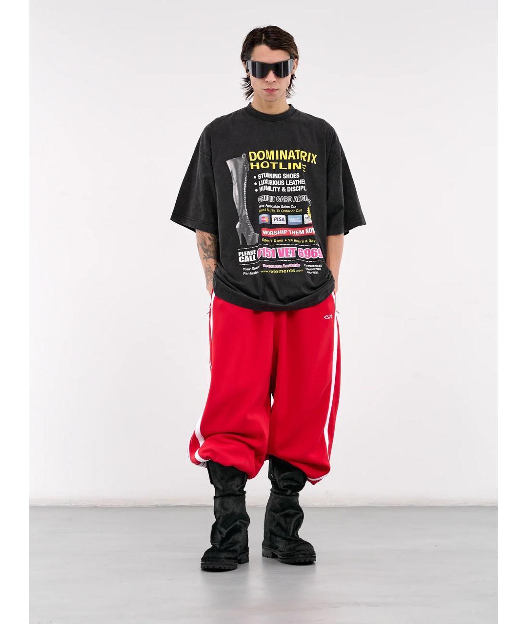 VETEMENTS Черная хлопковая футболка, фото 4