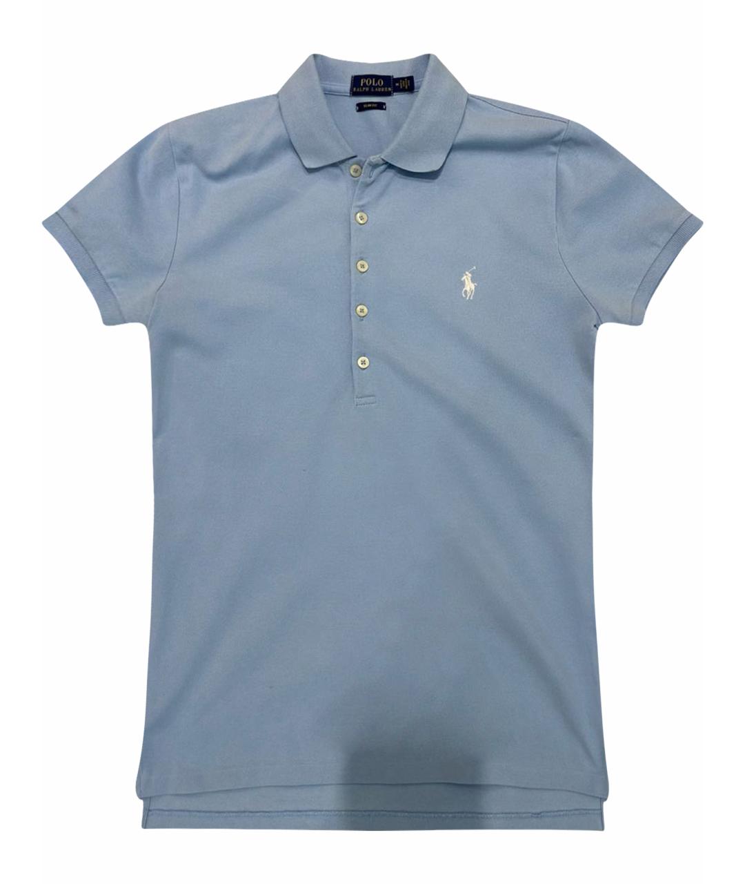 POLO RALPH LAUREN Голубая хлопко-эластановая футболка, фото 1