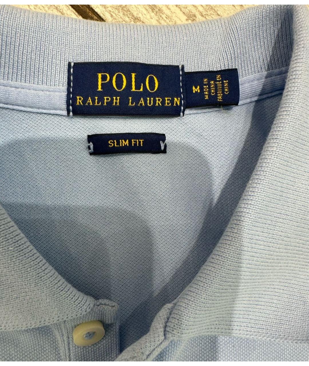 POLO RALPH LAUREN Голубая хлопко-эластановая футболка, фото 3
