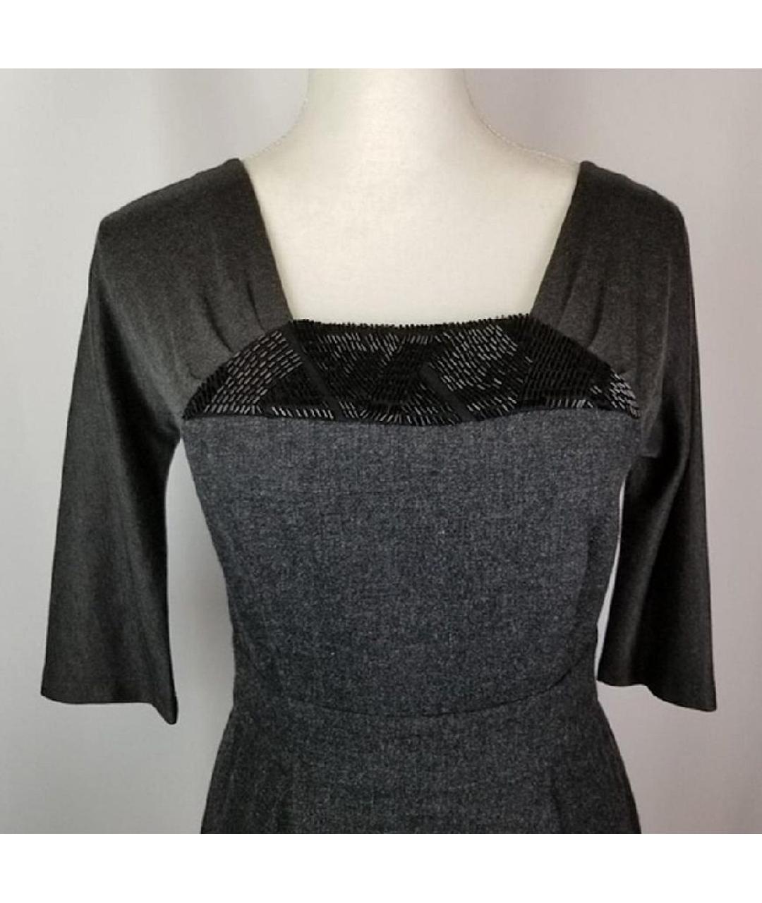 VERA WANG Антрацитовое шерстяное повседневное платье, фото 3