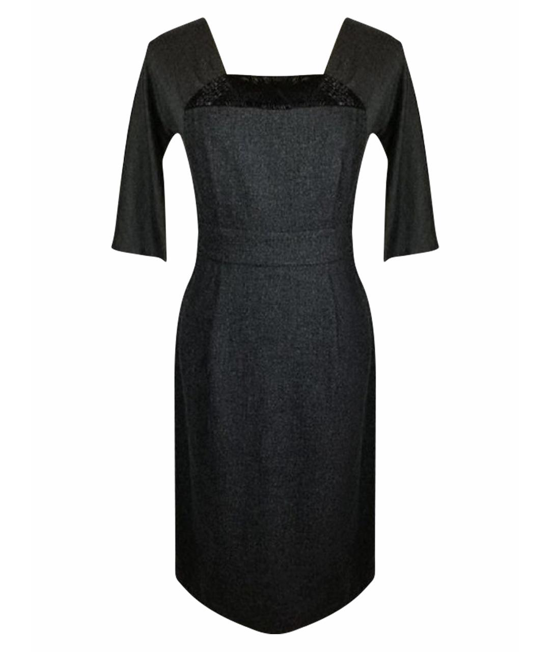 VERA WANG Антрацитовое шерстяное повседневное платье, фото 1
