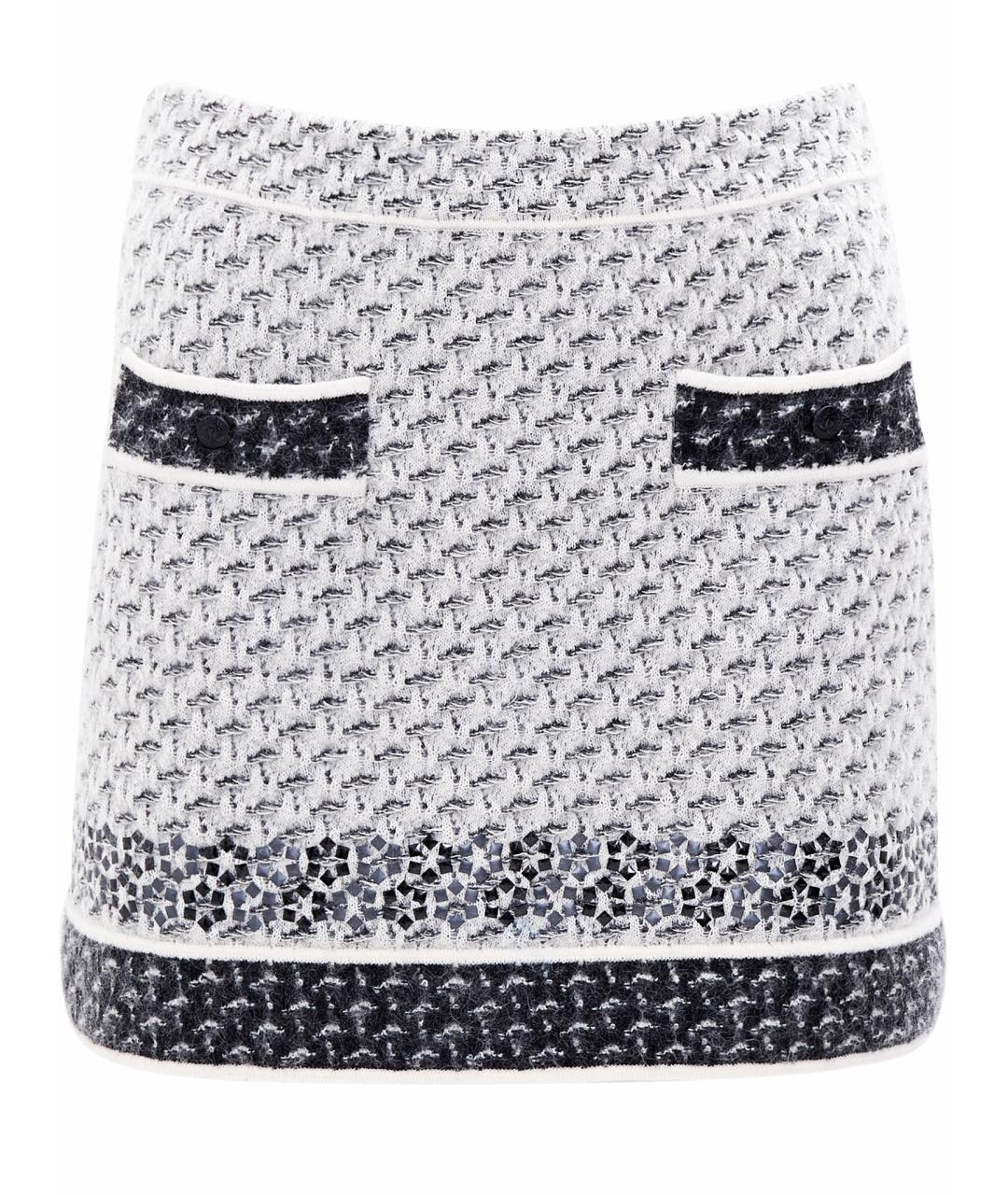 CHANEL Серая шерстяная юбка мини, фото 1