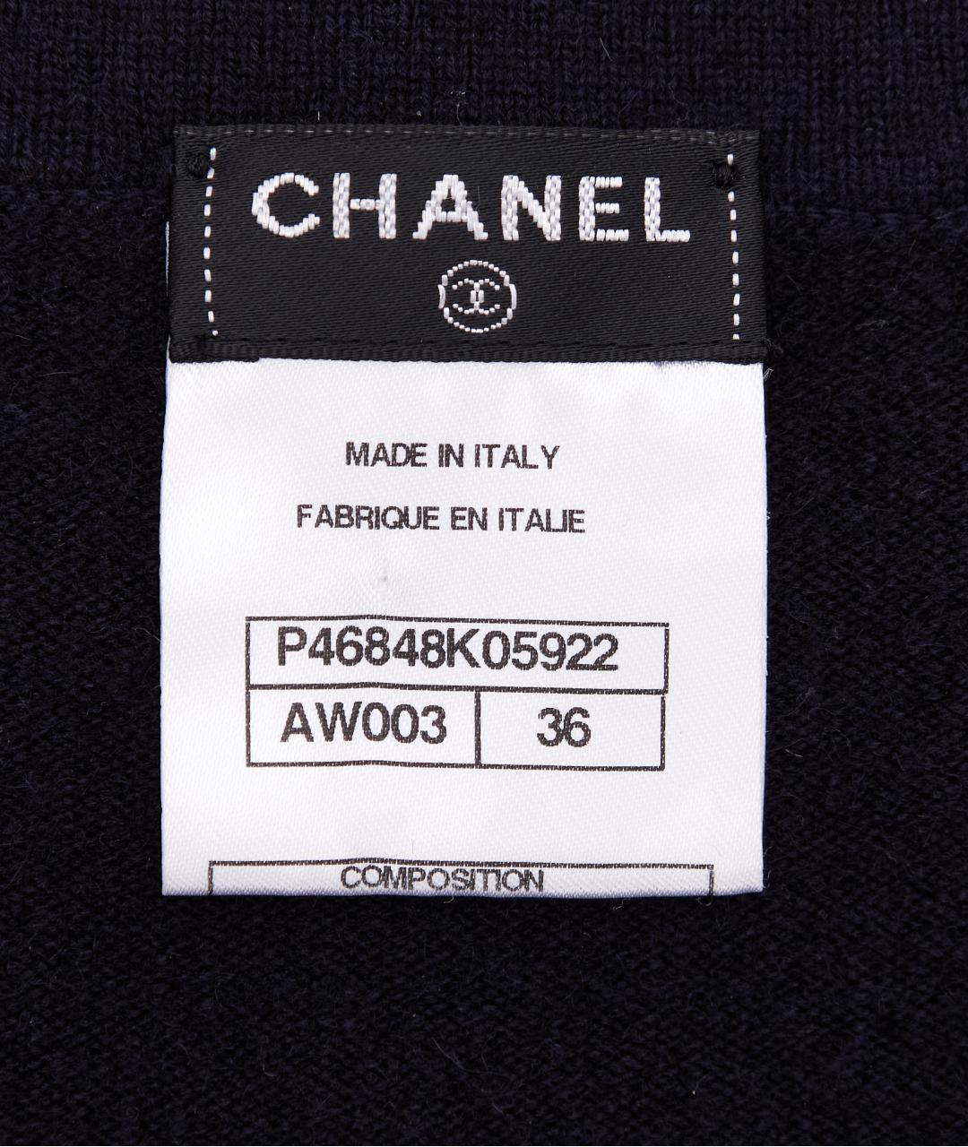 CHANEL Темно-синее кашемировое повседневное платье, фото 7