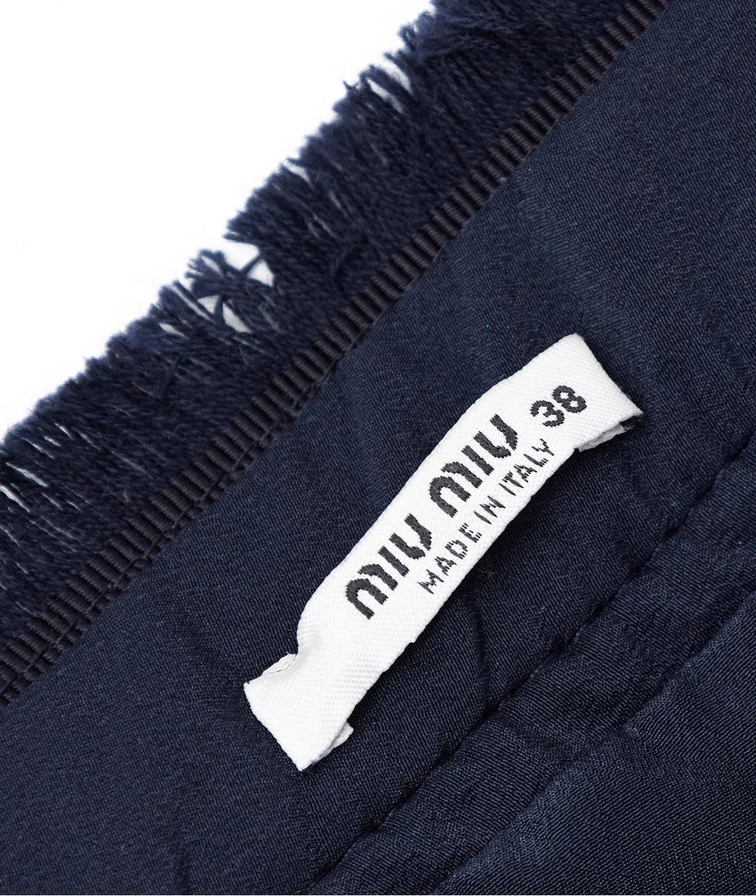MIU MIU Темно-синяя шерстяная юбка мини, фото 5