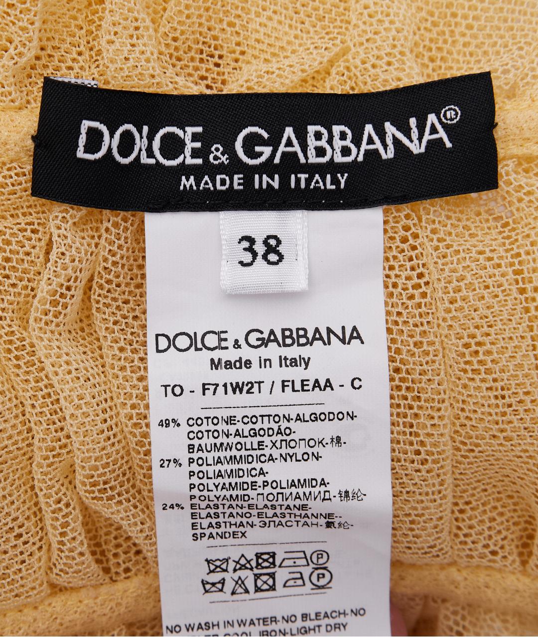 DOLCE&GABBANA Желтая хлопковая майка, фото 7