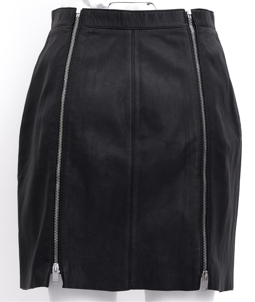 SAINT LAURENT Черная кожаная юбка мини, фото 2