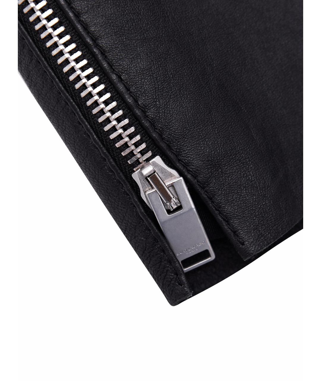 SAINT LAURENT Черная кожаная юбка мини, фото 7