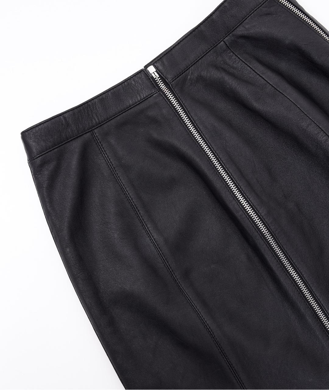 SAINT LAURENT Черная кожаная юбка мини, фото 6
