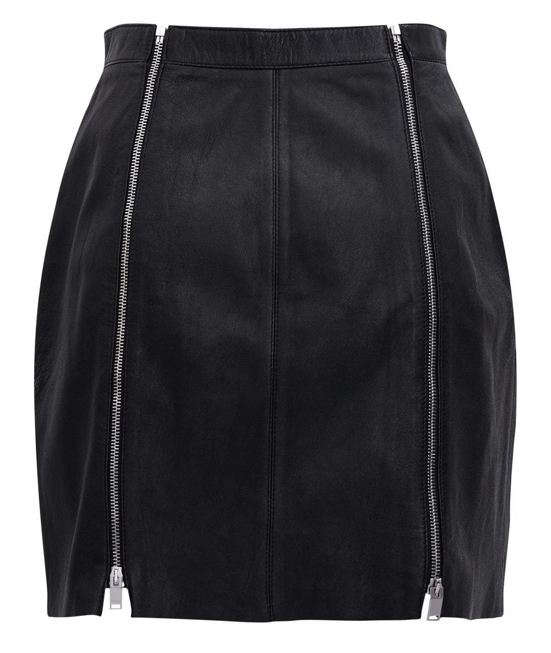 SAINT LAURENT Черная кожаная юбка мини, фото 2