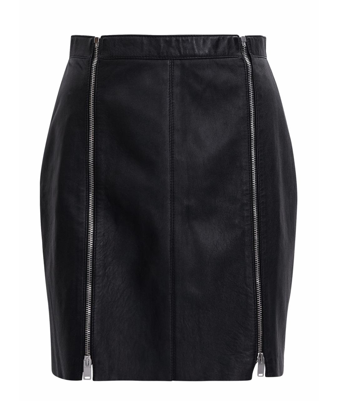 SAINT LAURENT Черная кожаная юбка мини, фото 1