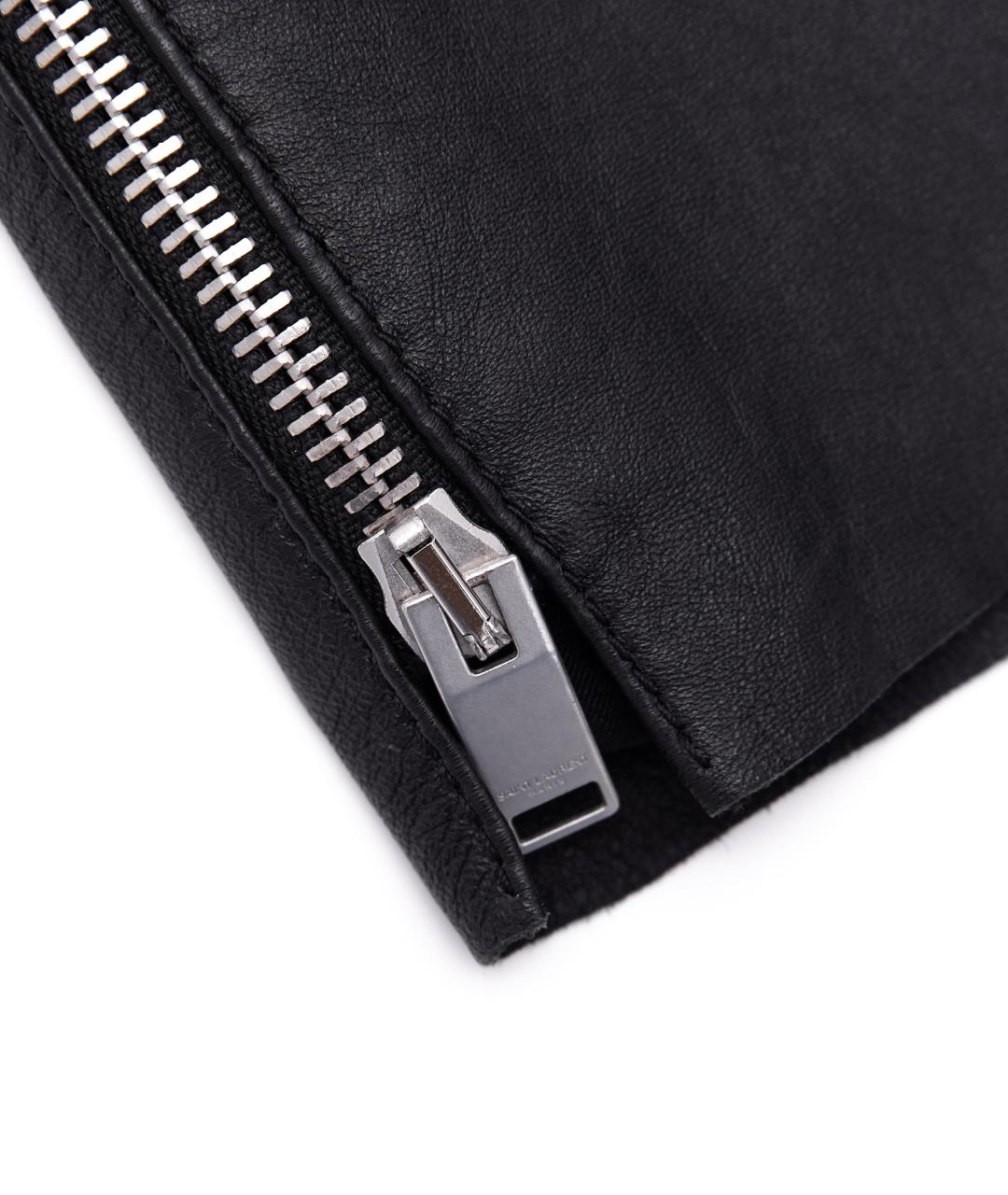 SAINT LAURENT Черная кожаная юбка мини, фото 5