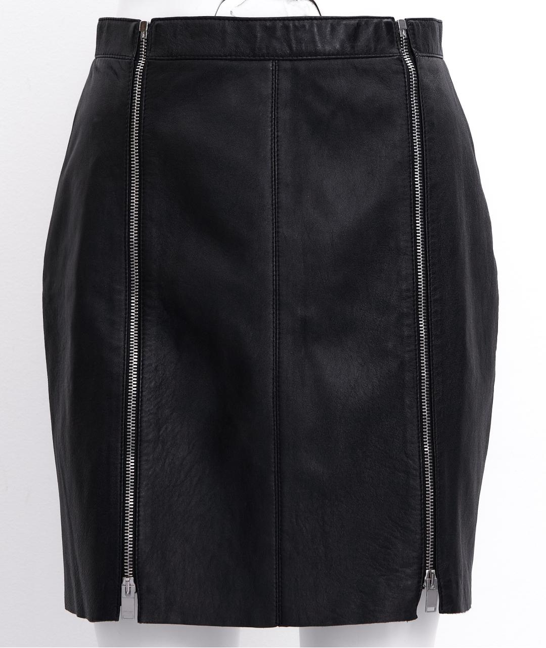 SAINT LAURENT Черная кожаная юбка мини, фото 9