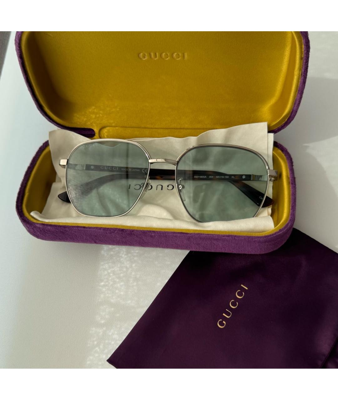 GUCCI Синие металлические солнцезащитные очки, фото 5