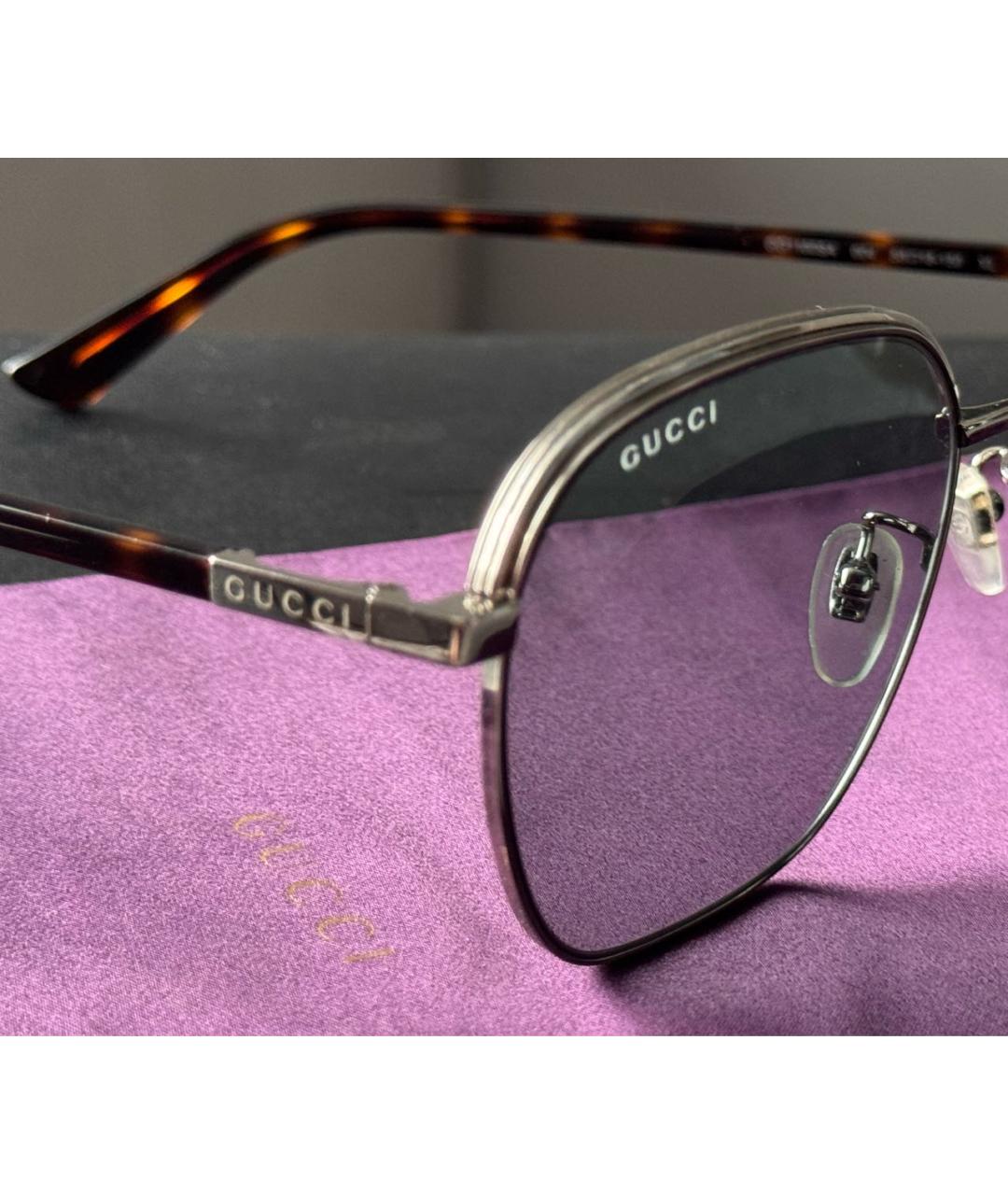 GUCCI Синие металлические солнцезащитные очки, фото 3