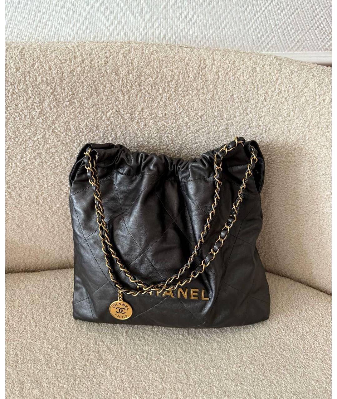 CHANEL Черная кожаная сумка тоут, фото 3