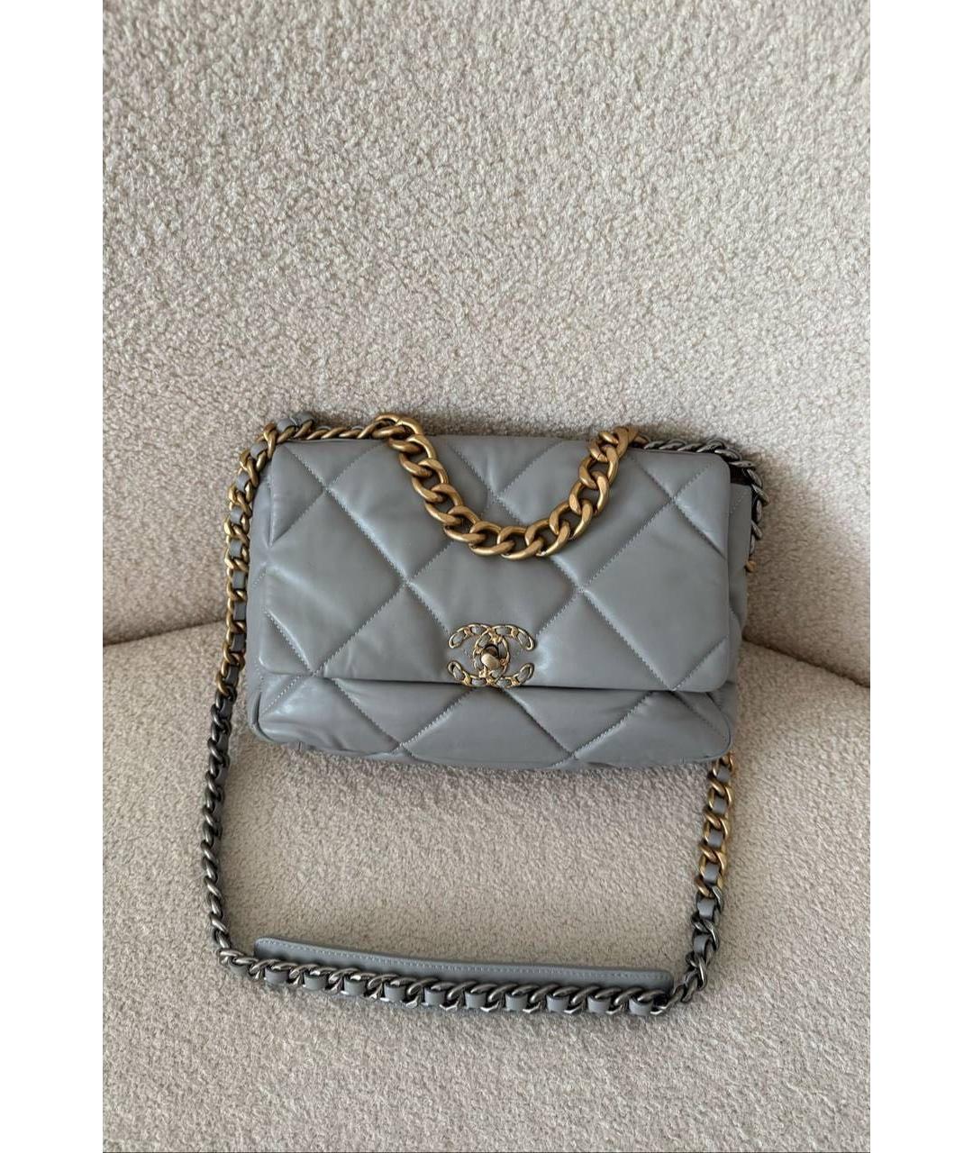 CHANEL Серая кожаная сумка через плечо, фото 3