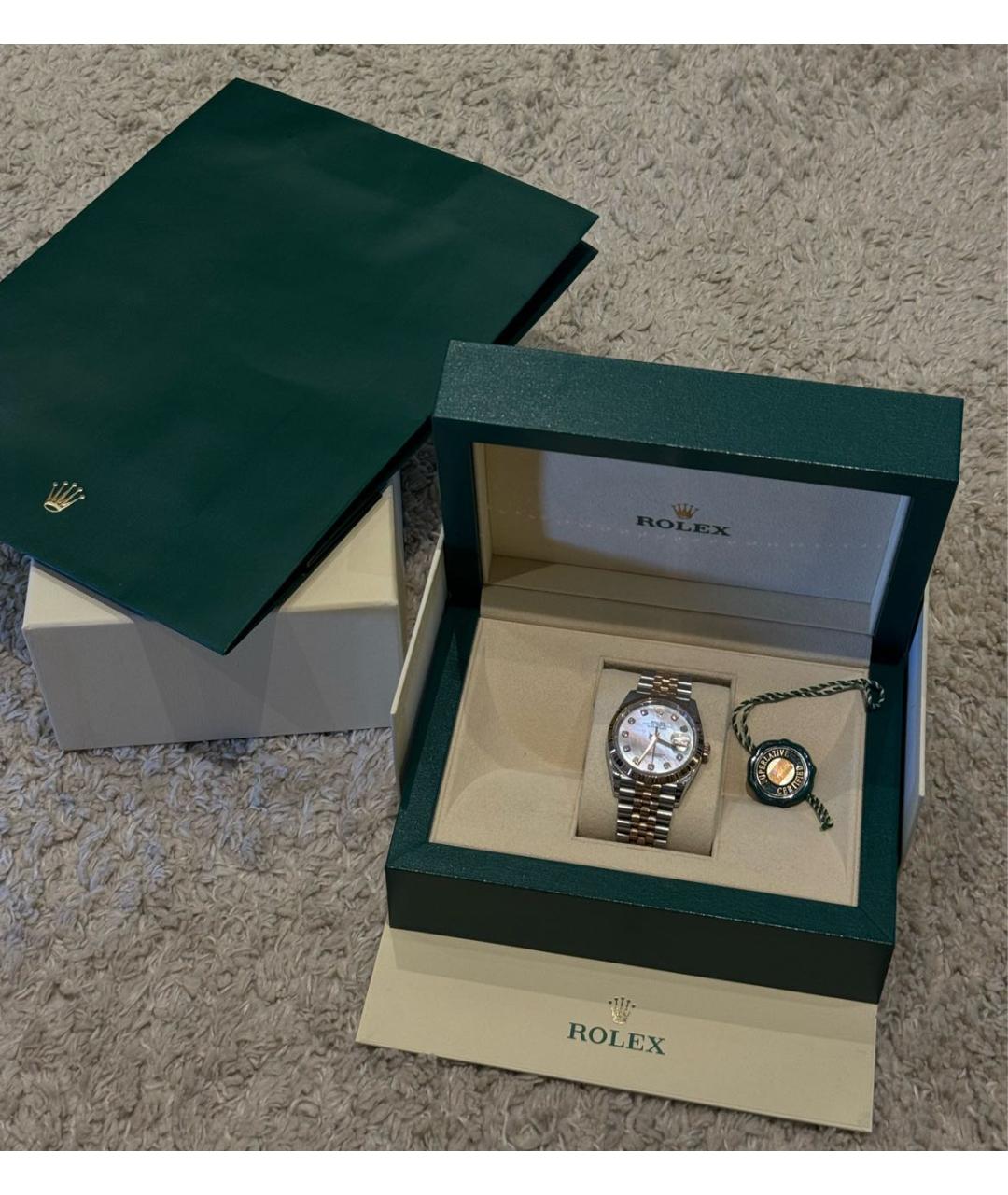 ROLEX Белые часы из розового золота, фото 5