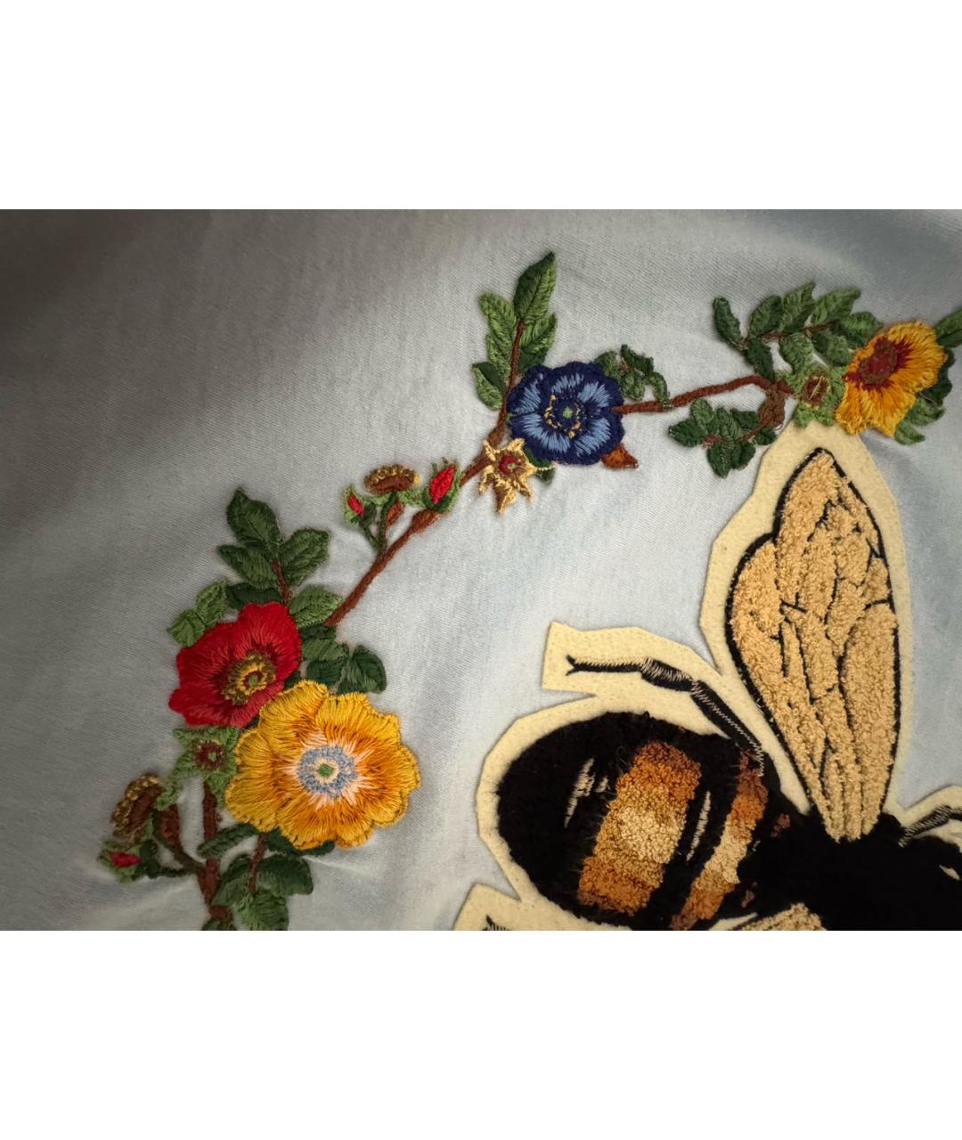 GUCCI Голубая хлопковая футболка, фото 7