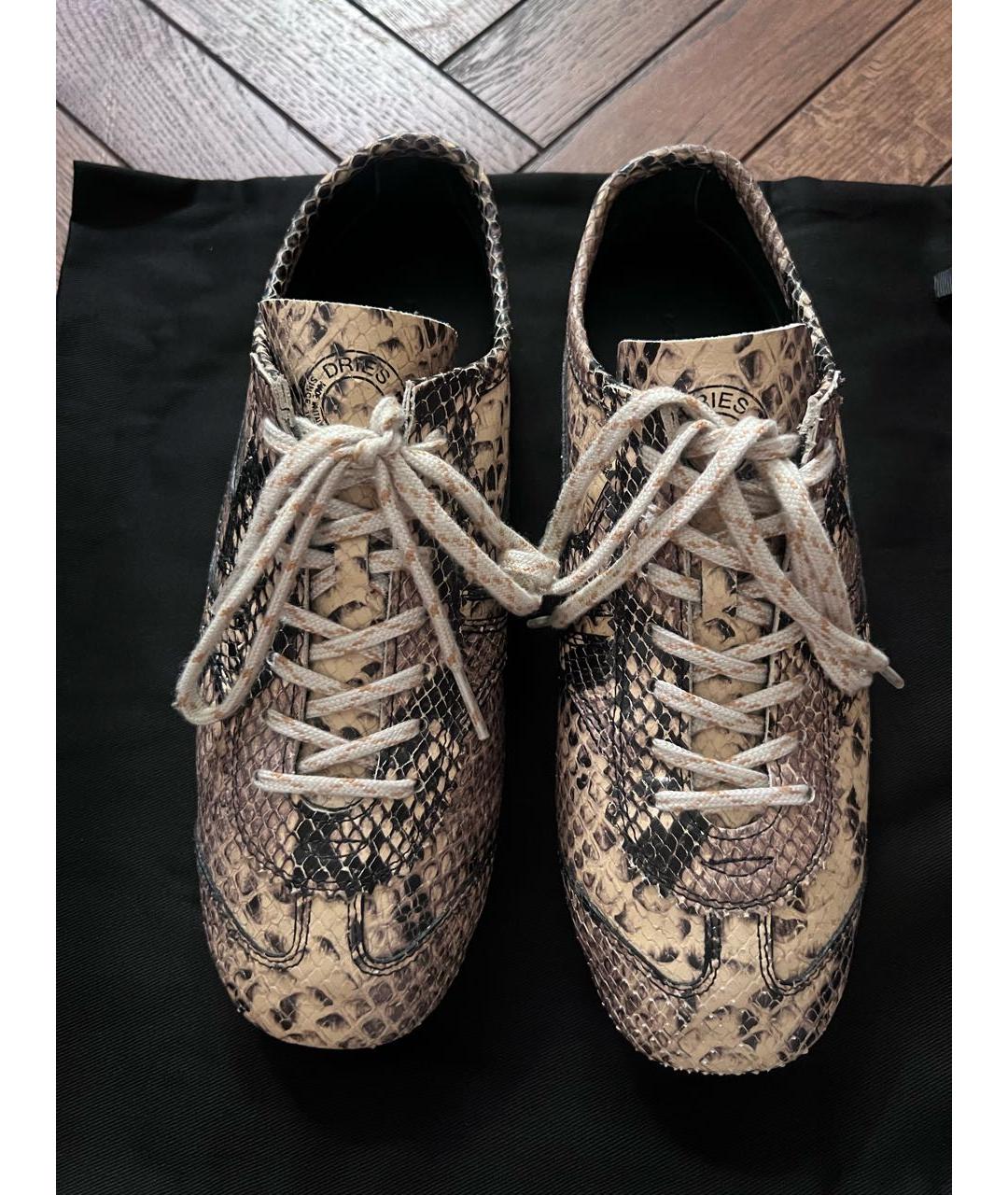 DRIES VAN NOTEN Бежевые кожаные кеды, фото 2