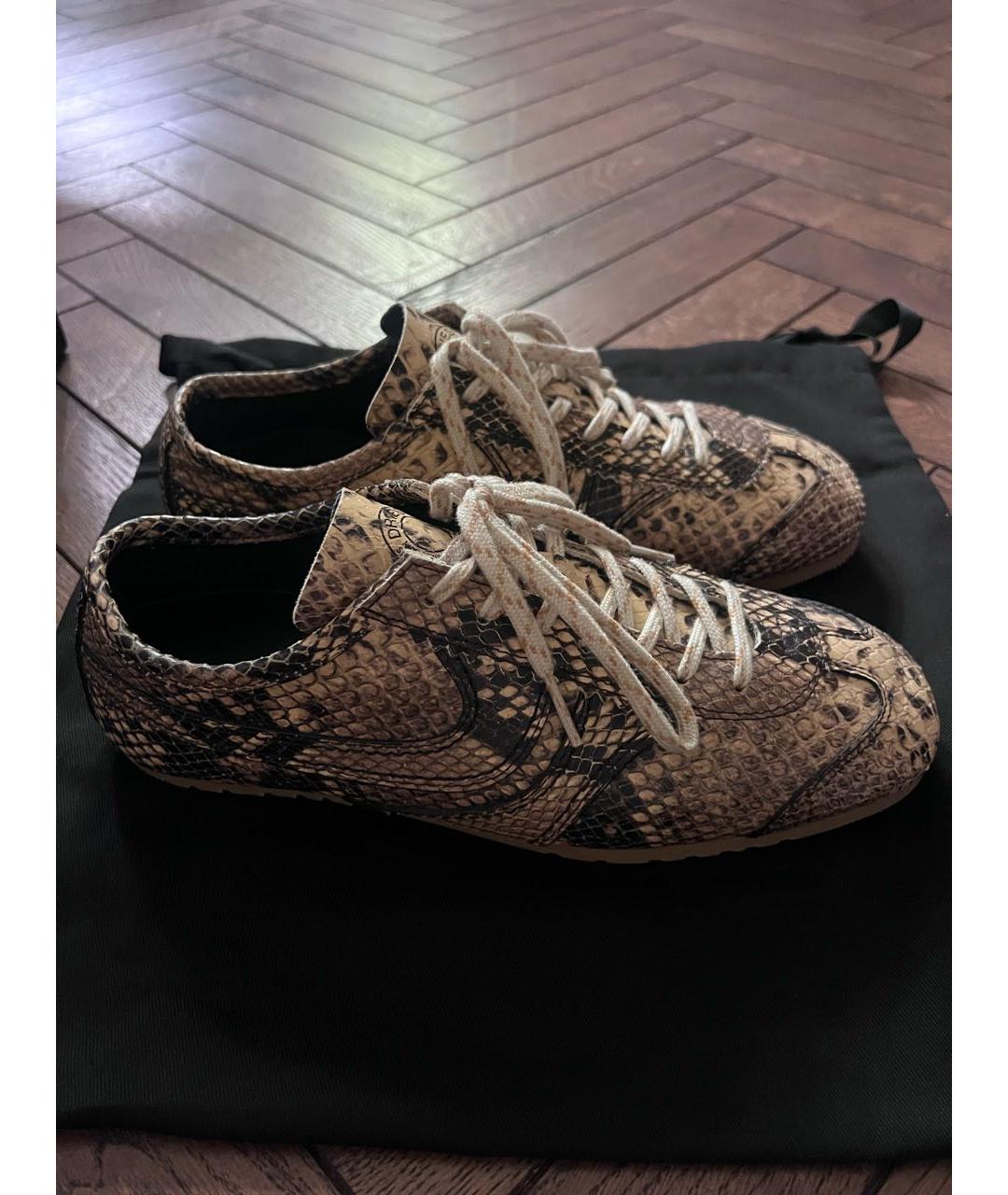 DRIES VAN NOTEN Бежевые кожаные кеды, фото 5