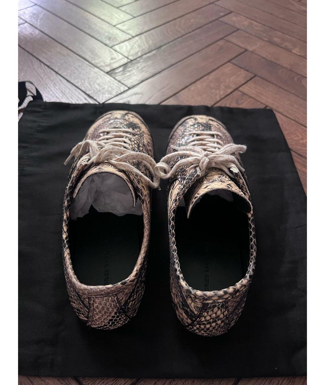DRIES VAN NOTEN Бежевые кожаные кеды, фото 4