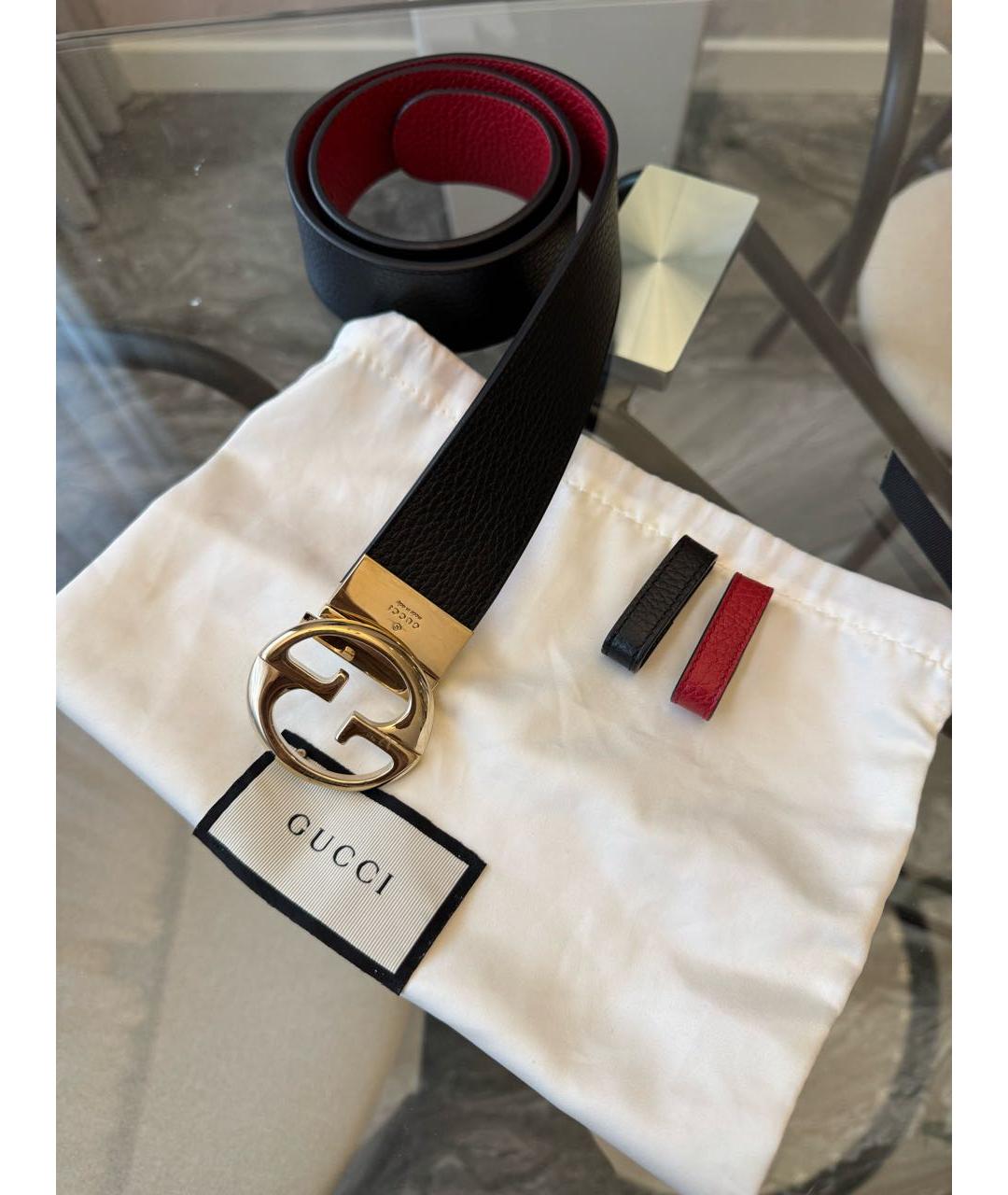 GUCCI Черный кожаный ремень, фото 2