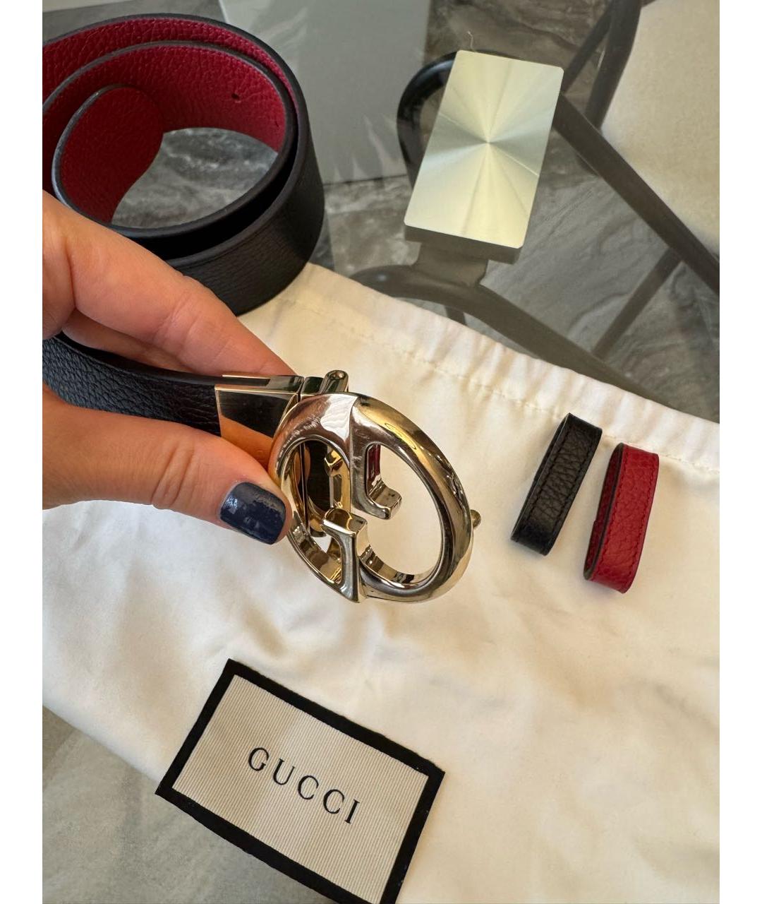 GUCCI Черный кожаный ремень, фото 4