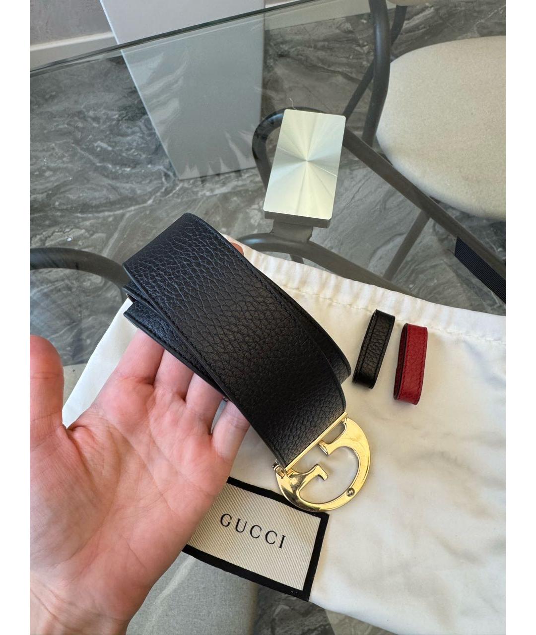 GUCCI Черный кожаный ремень, фото 5