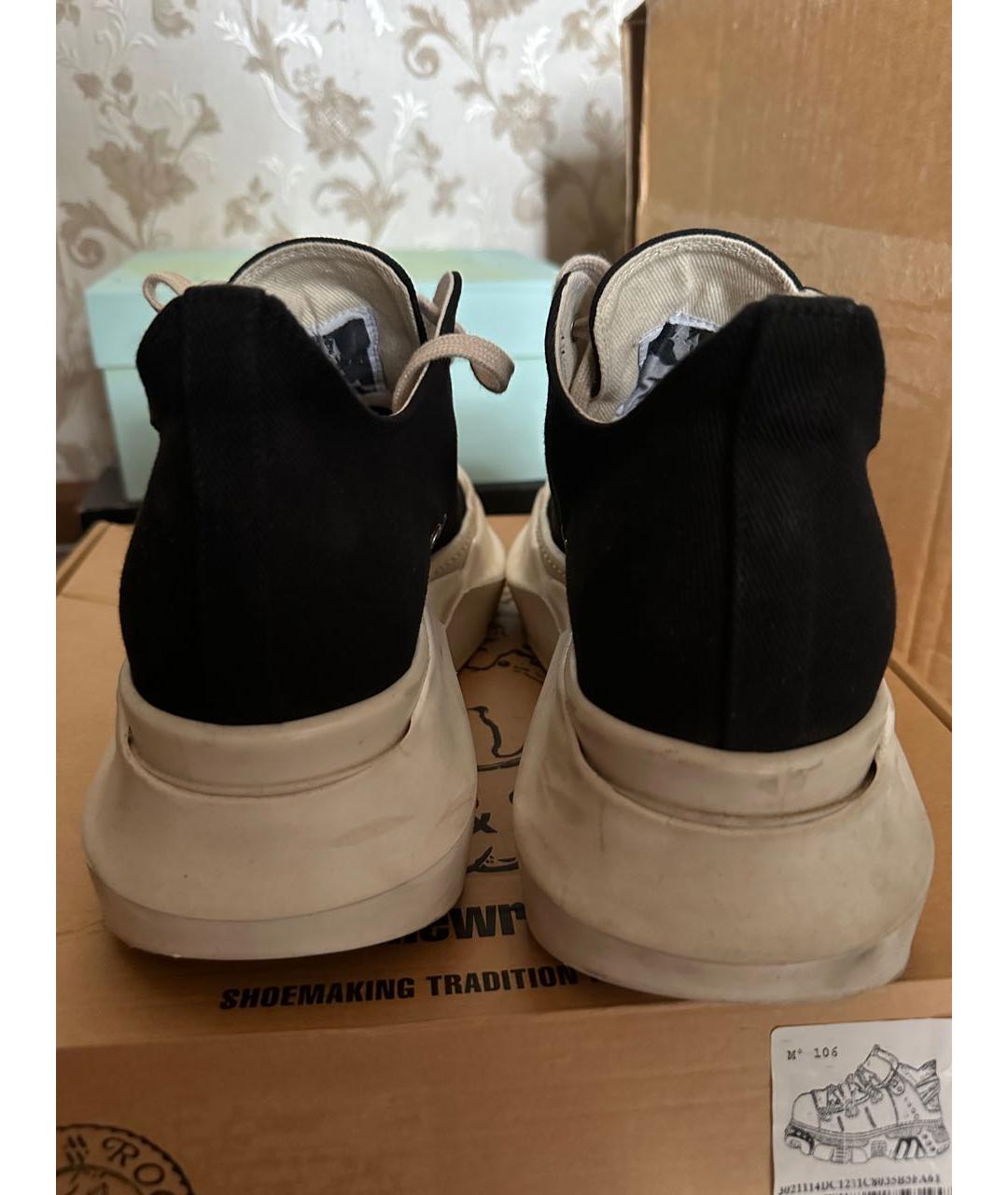 RICK OWENS DRKSHDW Черные текстильные низкие кроссовки / кеды, фото 4