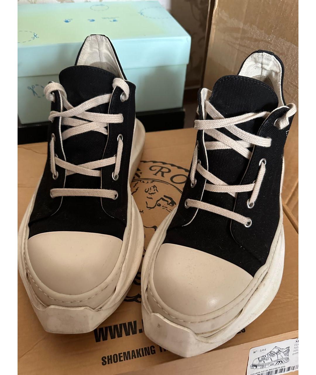 RICK OWENS DRKSHDW Черные текстильные низкие кроссовки / кеды, фото 2