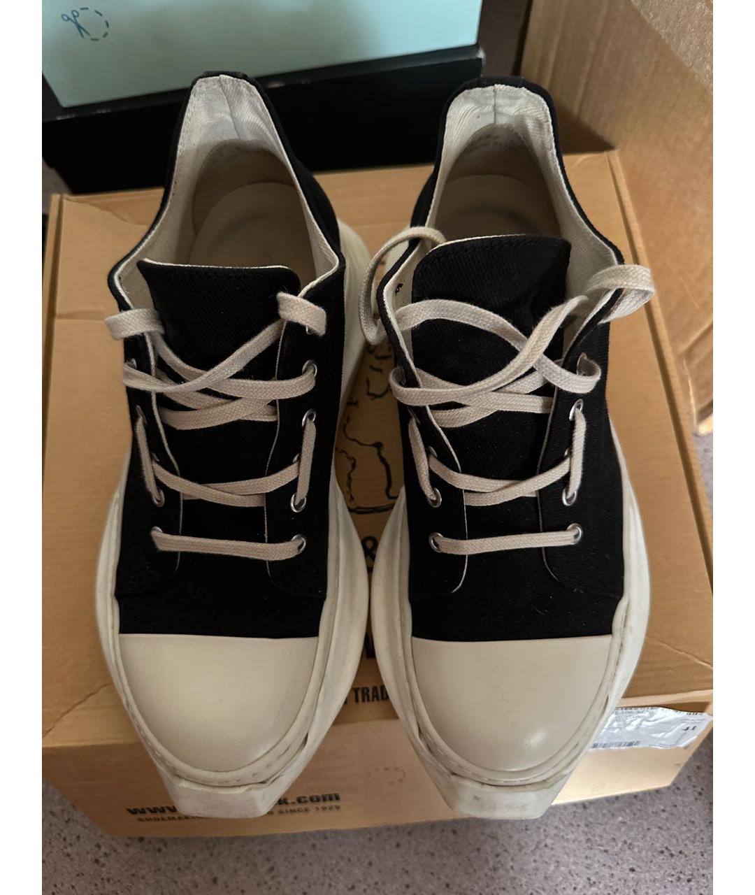 RICK OWENS DRKSHDW Черные текстильные низкие кроссовки / кеды, фото 3