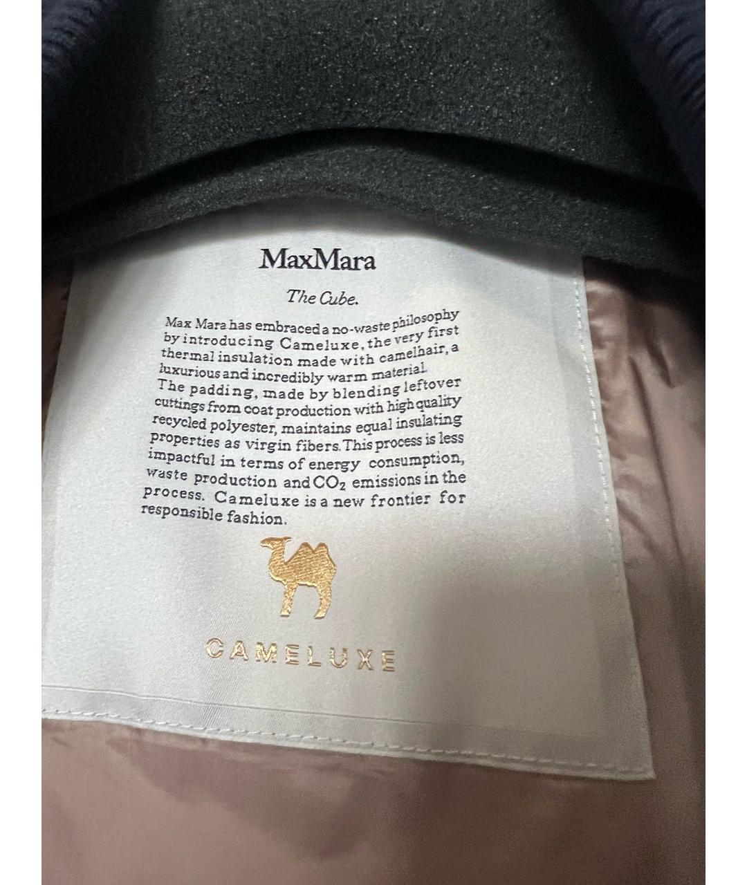 MAX MARA THE CUBE Темно-синее полиэстеровое пальто, фото 6