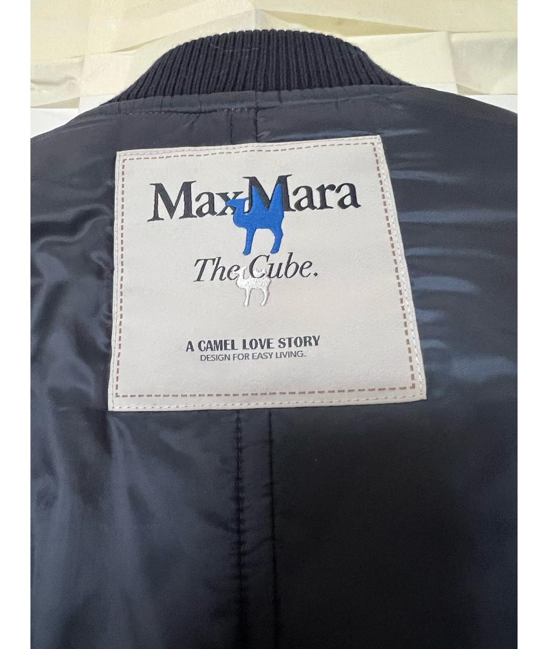 MAX MARA THE CUBE Темно-синее полиэстеровое пальто, фото 3