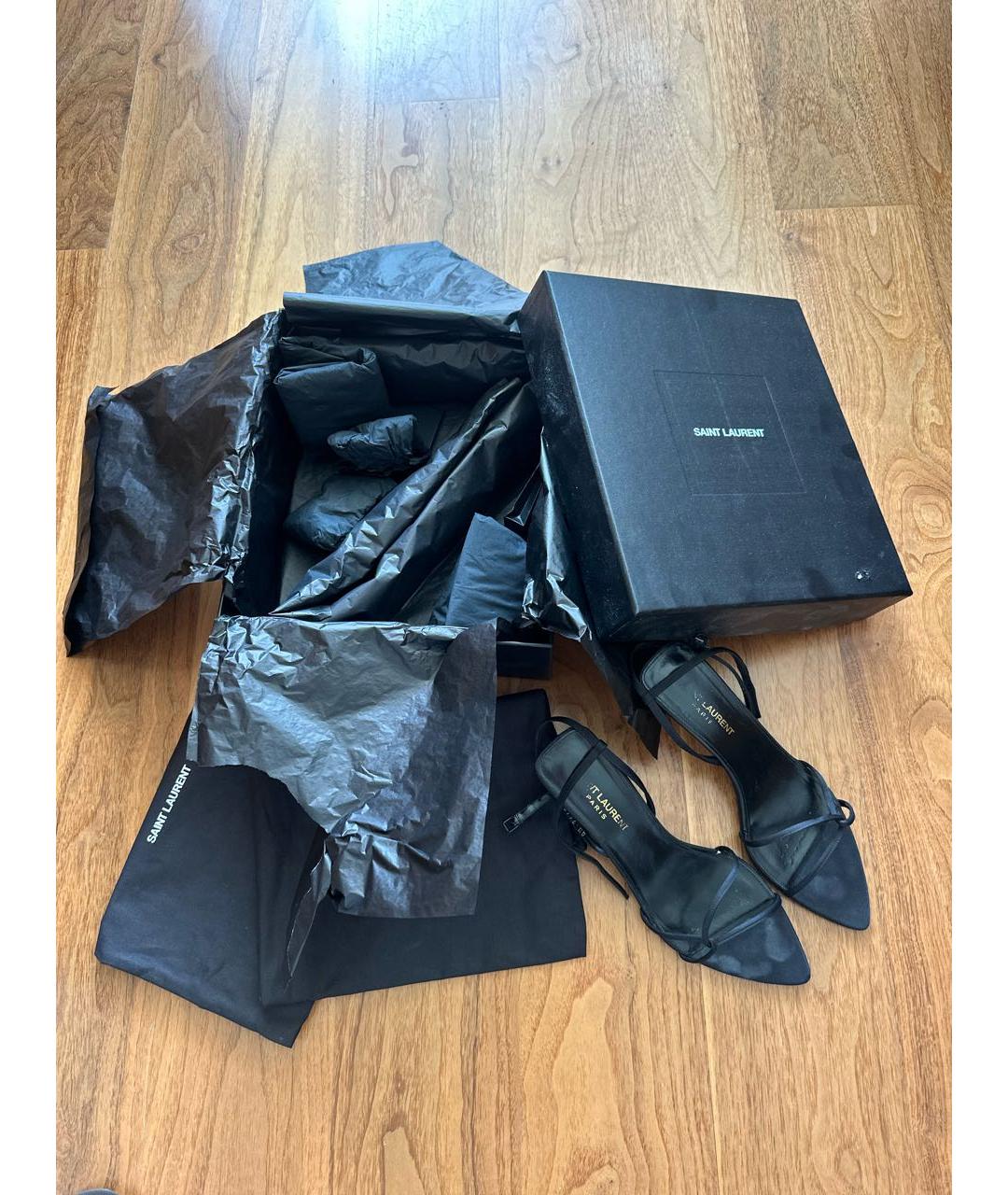 SAINT LAURENT Черные кожаные босоножки, фото 5