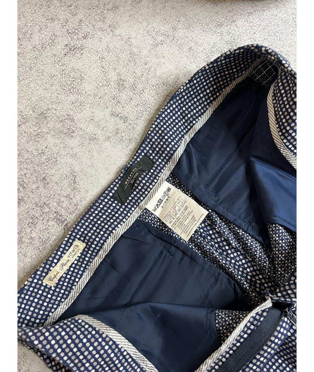 WEEKEND MAX MARA Темно-синие хлопко-эластановые бриджи, фото 6