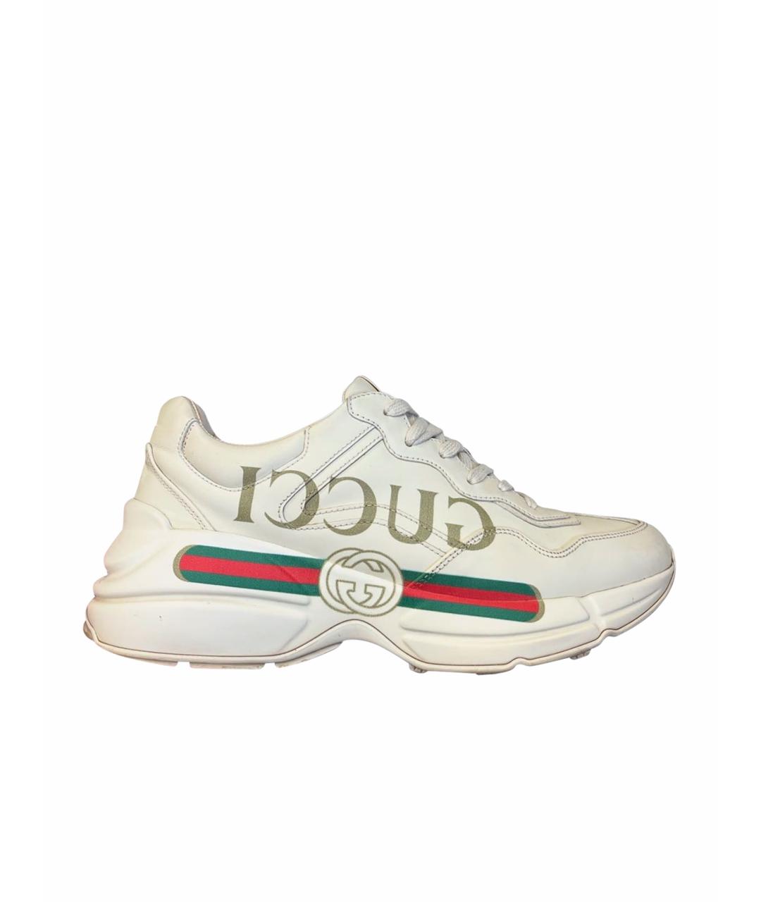 GUCCI Бежевые кожаные кроссовки, фото 1