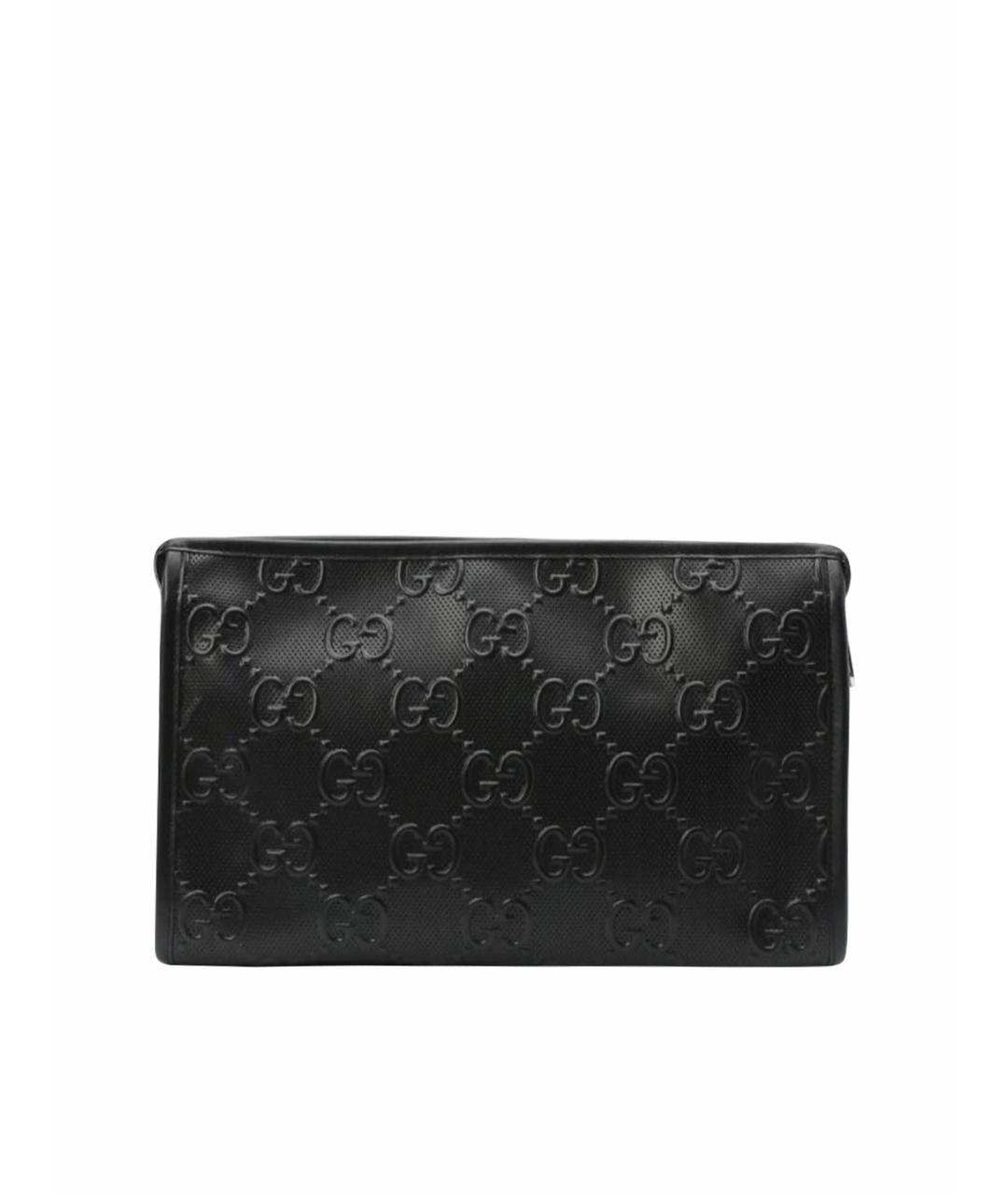 GUCCI Черная кожаная барсетка, фото 1