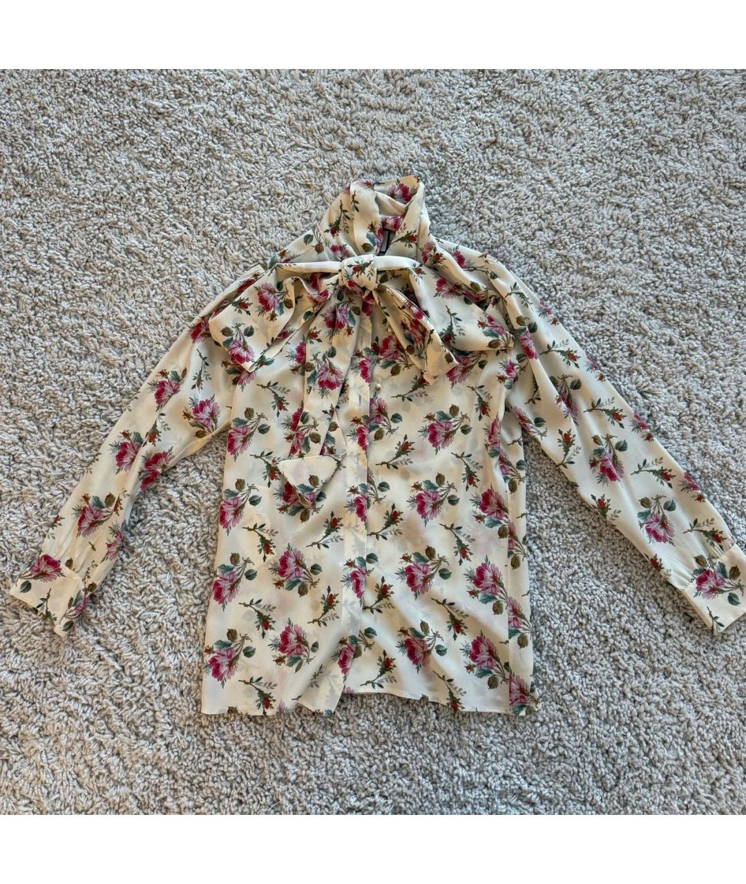 GUCCI Бежевая шелковая рубашка, фото 4