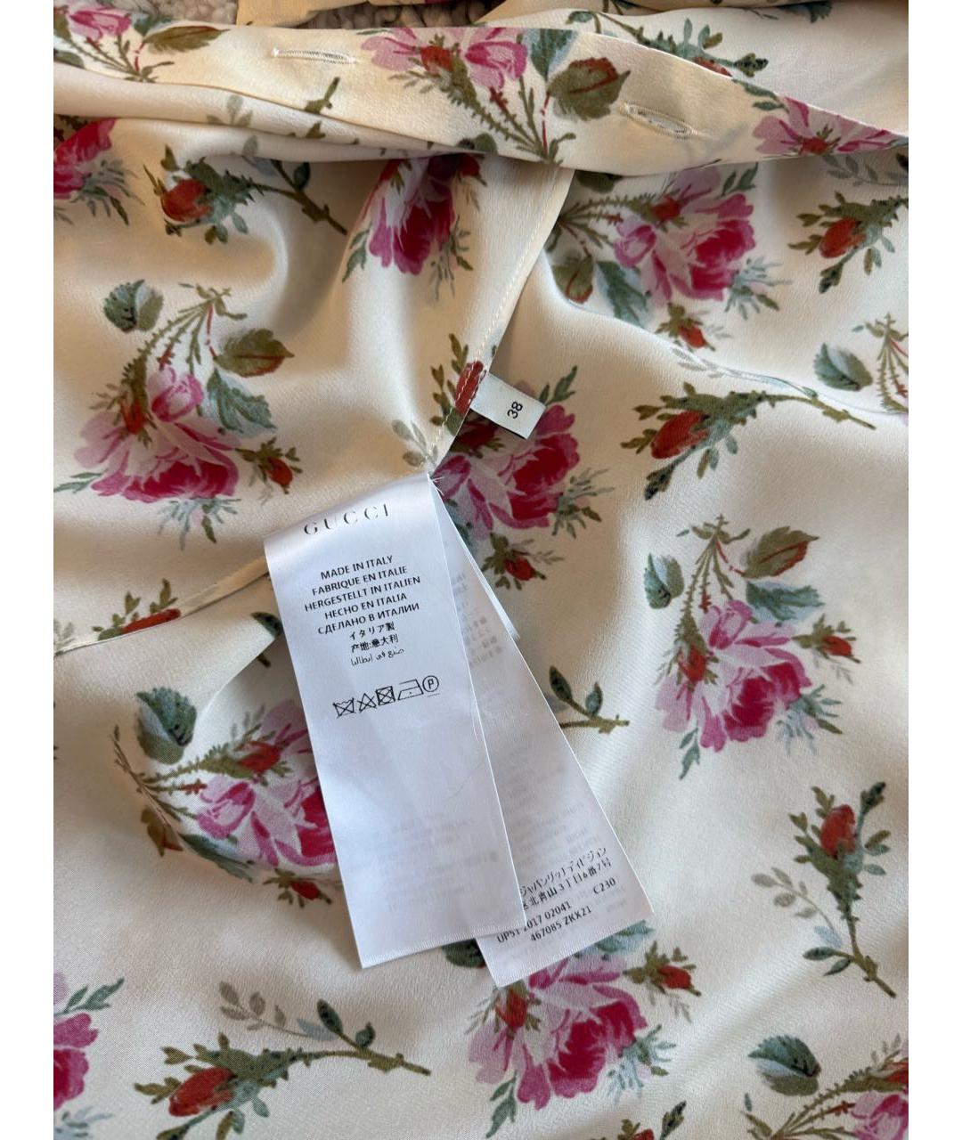 GUCCI Бежевая шелковая рубашка, фото 7