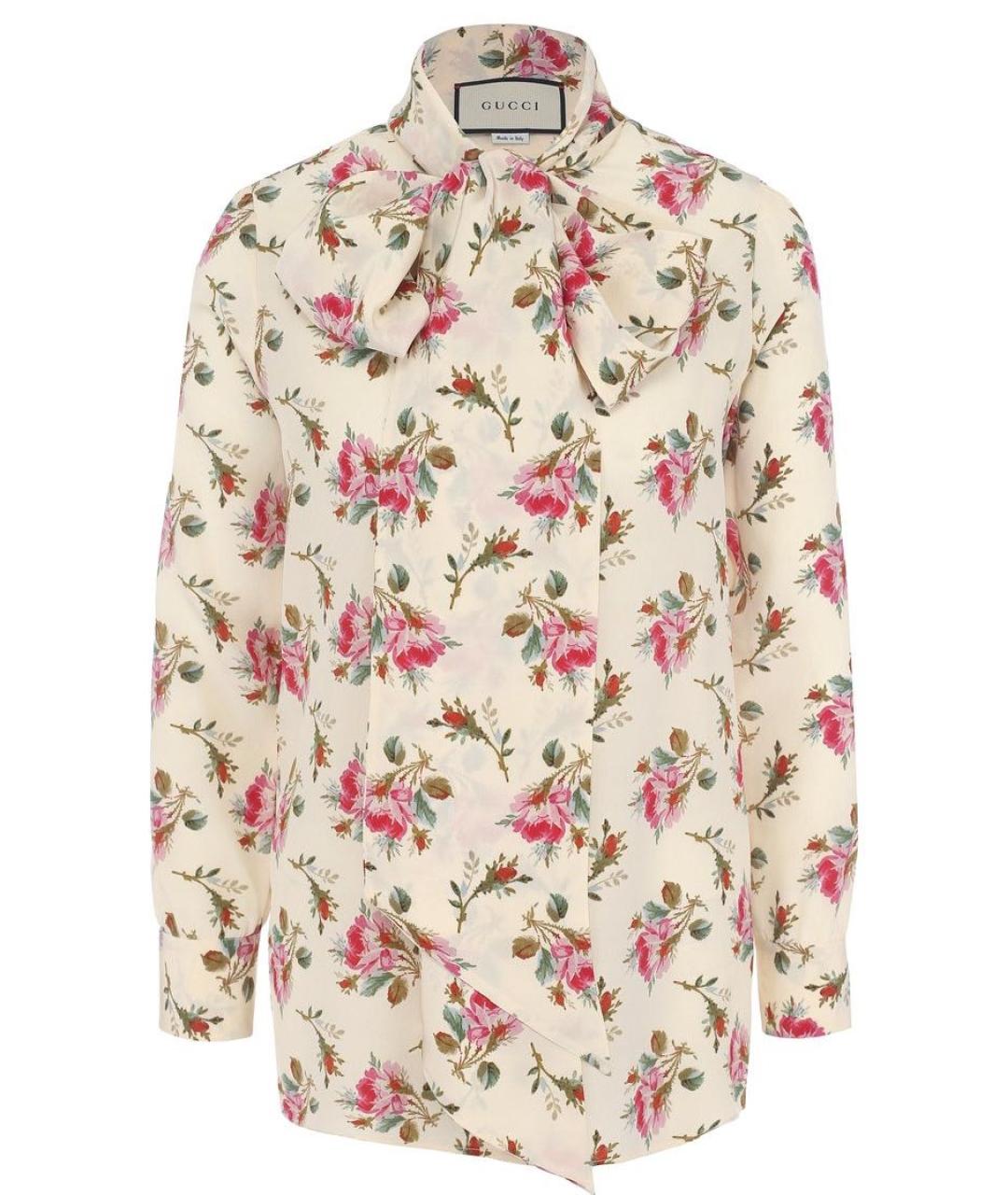 GUCCI Бежевая шелковая рубашка, фото 1