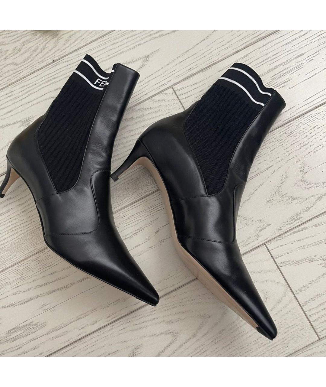 FENDI Черные кожаные полусапоги, фото 3