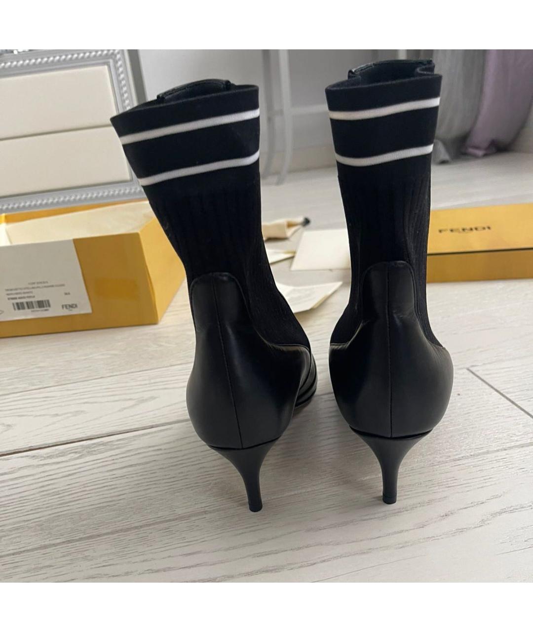 FENDI Черные кожаные полусапоги, фото 2
