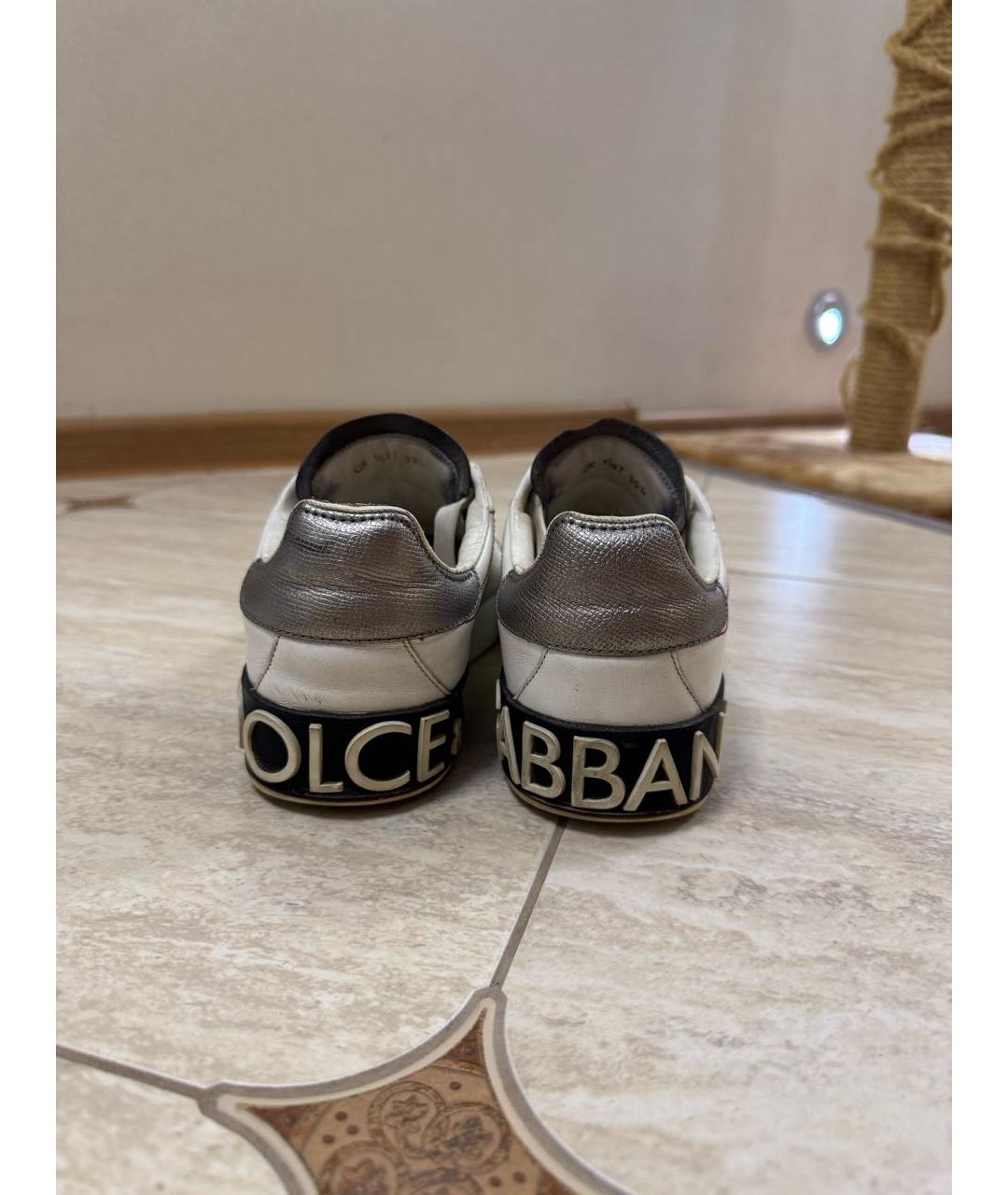 DOLCE&GABBANA Белые кожаные кеды, фото 4