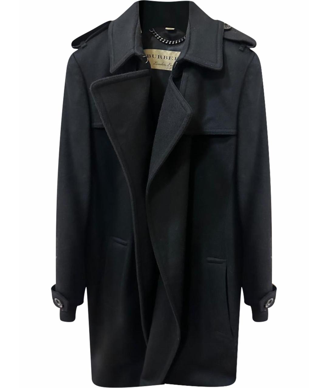 BURBERRY Черное шерстяное пальто, фото 1