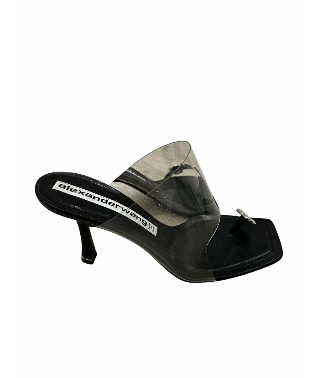 ALEXANDER WANG Черные кожаные мюли, фото 1