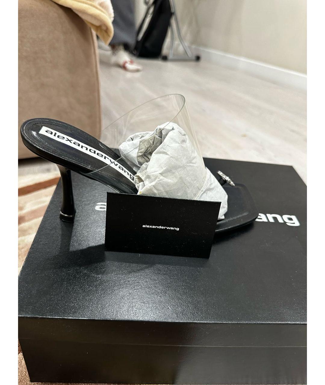 ALEXANDER WANG Черные кожаные мюли, фото 6