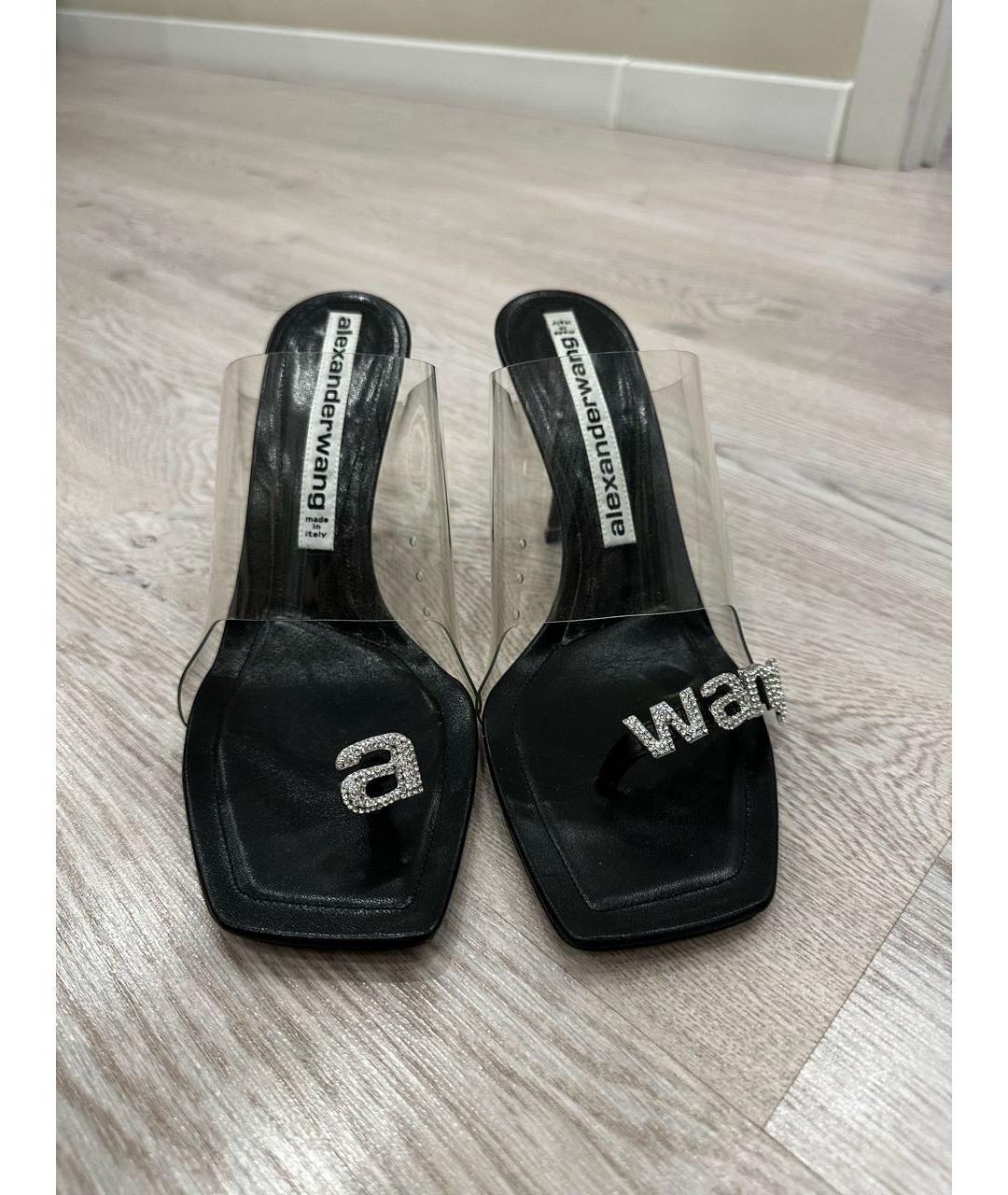 ALEXANDER WANG Черные кожаные мюли, фото 2