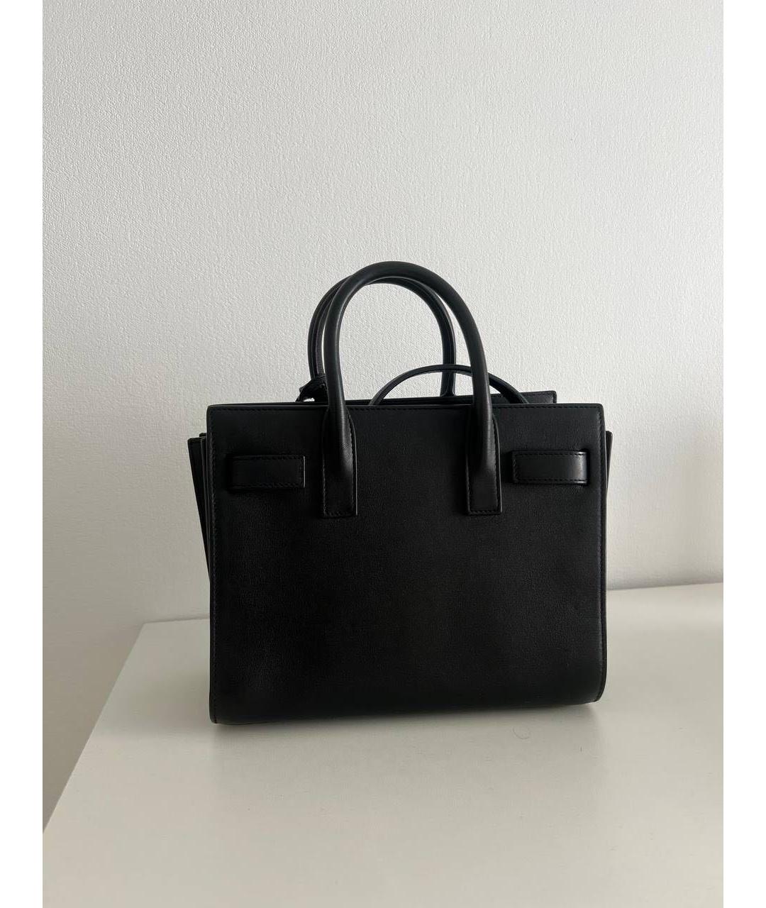 SAINT LAURENT Черная кожаная сумка с короткими ручками, фото 3
