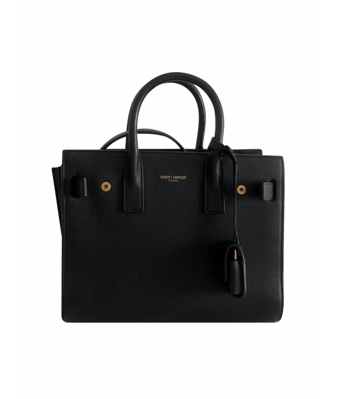SAINT LAURENT Черная кожаная сумка с короткими ручками, фото 1